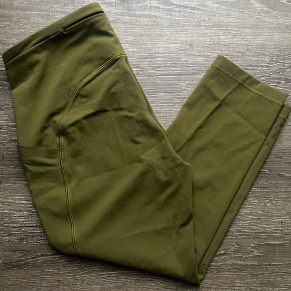 Lululemon Yoga Pants Cropped Olive Green Size 10 - Picture 1 of 6